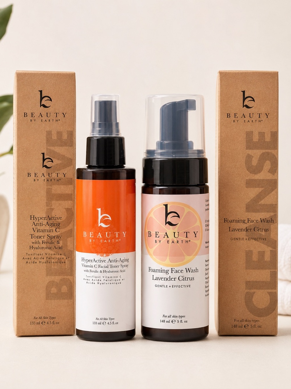 Beauty by Earth Foaming Bundle | Vitamin C Toner + Foaming Face Wash